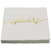 Gold & White Cheers Beverage Napkins, 20ct. by Celebrate It™