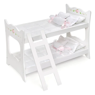 Badger Basket White Rose Doll Bunk Bed with Ladder & Bedding