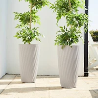 Glitzhome® 24" Sand Beige Faux Terrazzo Wave Textured Ceramic Planters, 2ct.