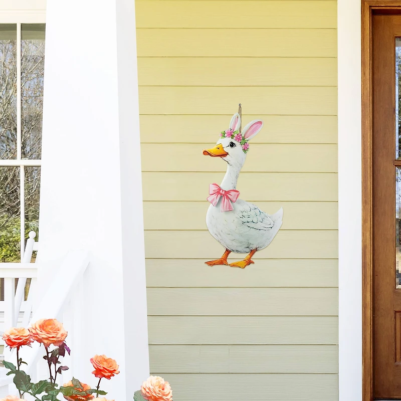 Glitzhome® Set of 3 Easter Metal Duck Family Yard Stake