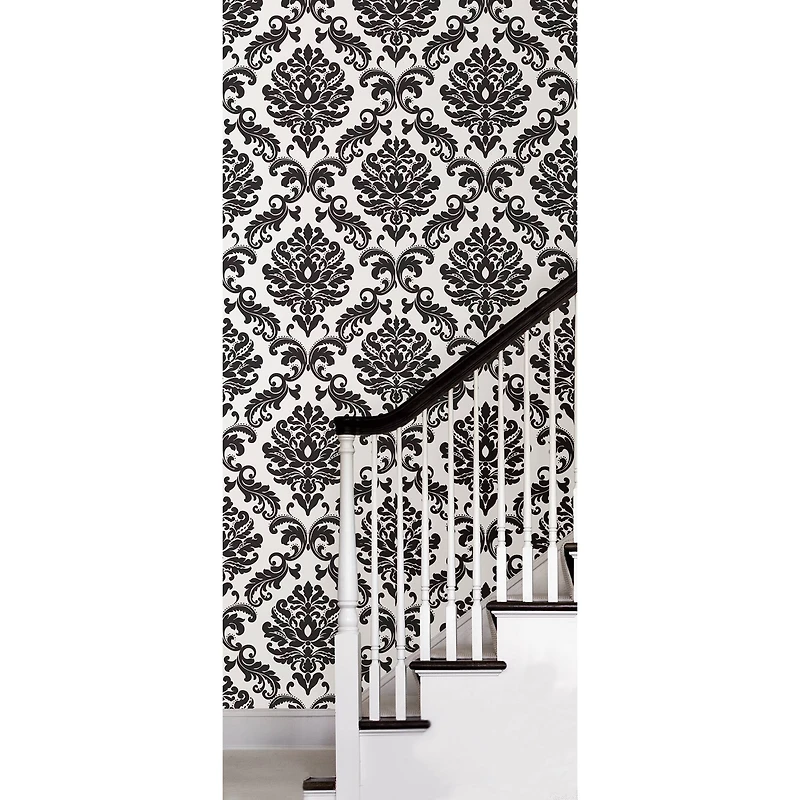 NuWallpaper Ariel Black & White Damask Peel & Stick Wallpaper