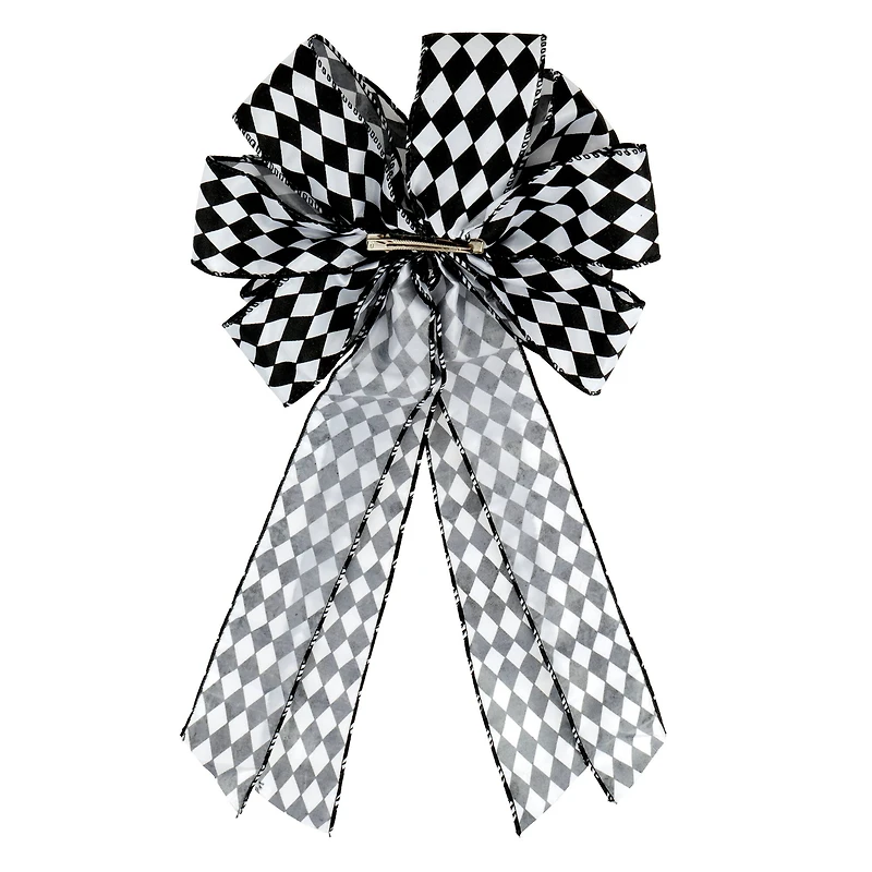 21" Black & White Harlequin Tree Bow by Celebrate It®