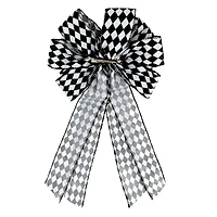 21" Black & White Harlequin Tree Bow by Celebrate It®