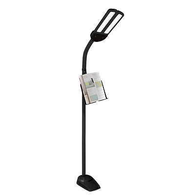 OttLite Black Dual Shade LED Floor Lamp with USB Charging Station