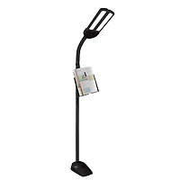 OttLite Black Dual Shade LED Floor Lamp with USB Charging Station