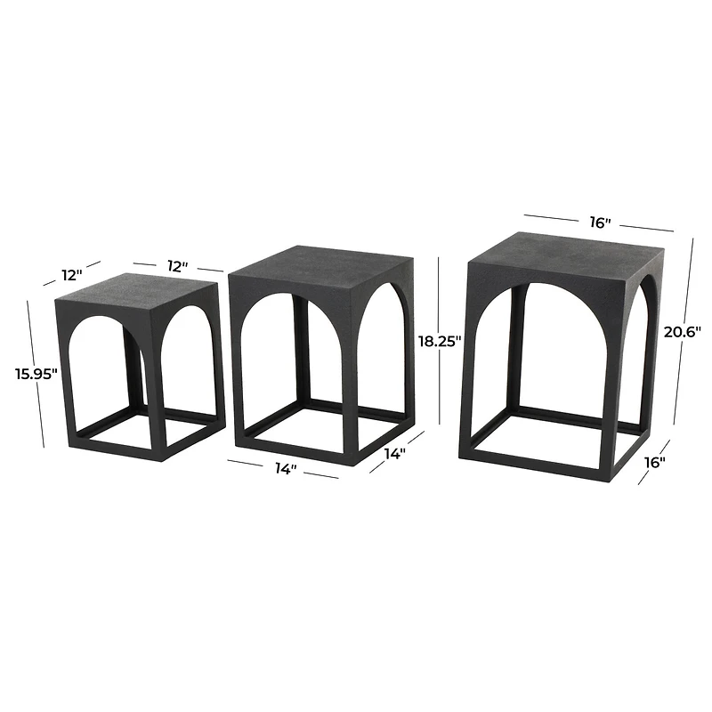 Metal Nested Accent Table with Large Arched Cutouts Set