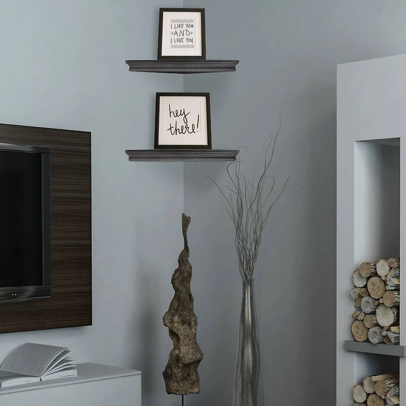 Beveled Floating Corner Shelves Set