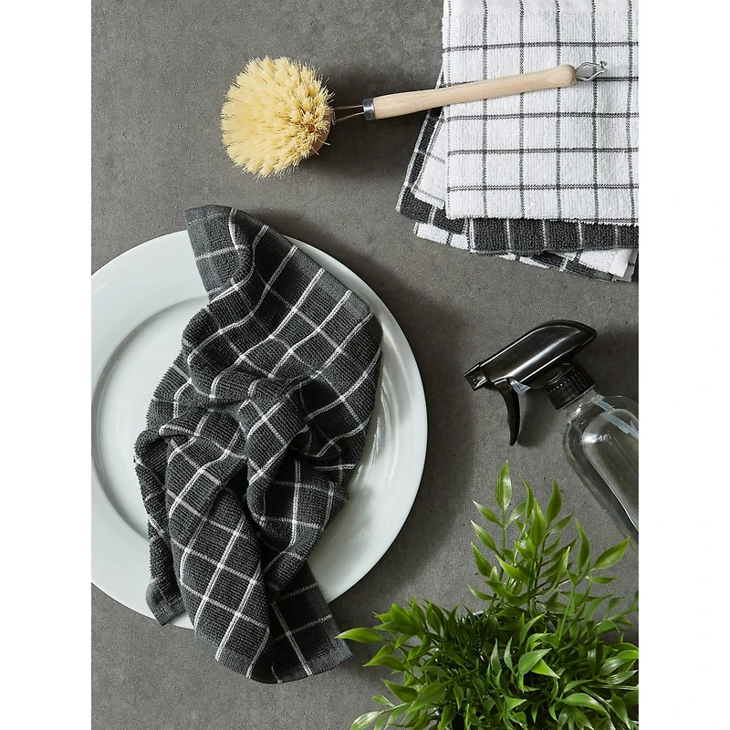 DII® Mineral Gray Combo Windowpane Dishcloths, 6ct.