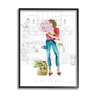 Stupell Industries La Vie En Rose French Phrase Parisian Pink Framed Wall Art