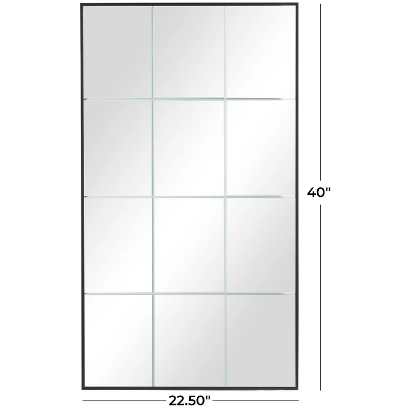 Black Metal Grid Style Panel Wall Mirror 23" x 1" x 40"