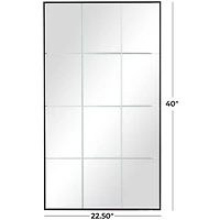 Black Metal Grid Style Panel Wall Mirror 23" x 1" x 40"