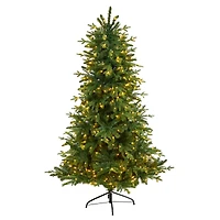 6ft. Pre-Lit Montreal Spruce Artificial Christmas Tree, White LED Lights