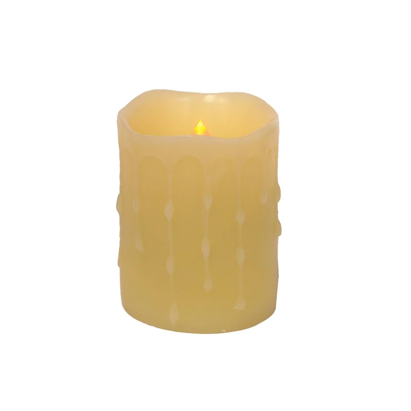 3" x 4" LED Wax Dripping Pillar Candle Set