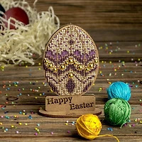 Wonderland Crafts Purple & Gold Easter Egg Bead Embroidery on Wood Kit