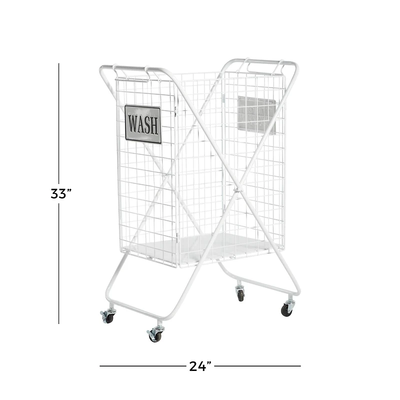 White Metal Farmhouse Storage Basket