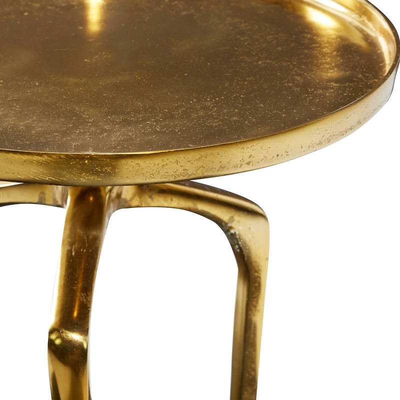 25" Gold Aluminum Contemporary Accent Table