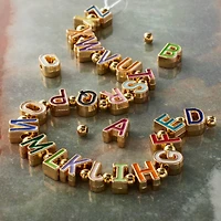 Gold Mixed Enamel Metal Alphabet Beads by Bead Landing™