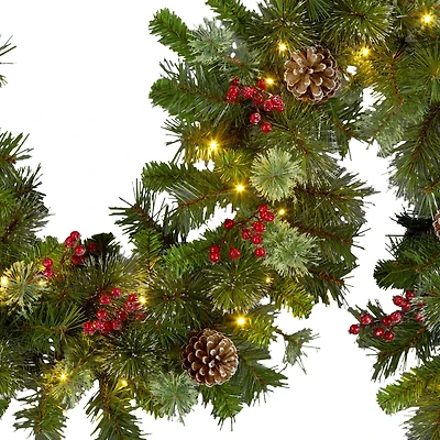 9ft. Iced Berry Pine Pre-LED Lit Garland