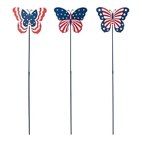 Glitzhome® 24" Patriotic Butterfly Yard Stake Set