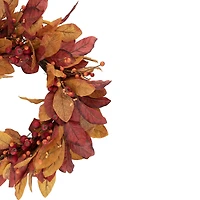 24" Berries with Leaves Artificial Fall Harvest Twig Wreath