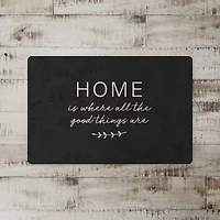 Black Home Is Where the Good Things Are Floor Mat, 18" x 27"