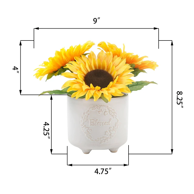 Flora Bunda® Sunflowers in Blessed Ceramic Planter