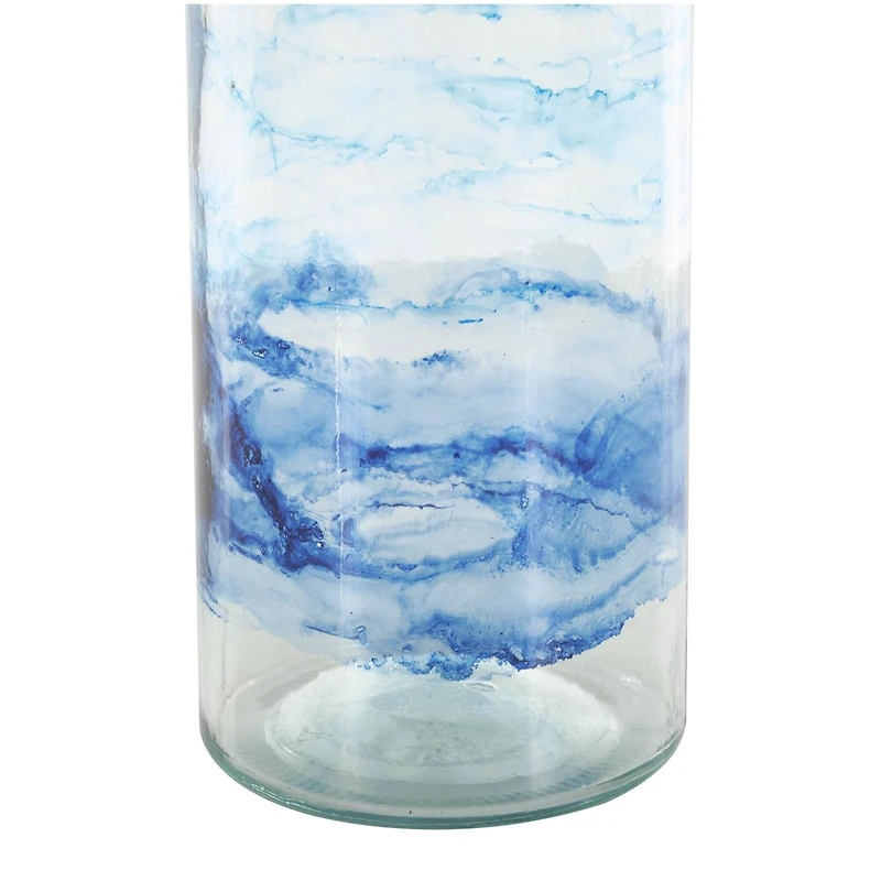 Blue Abstract Ombre Recycled Glass Vase