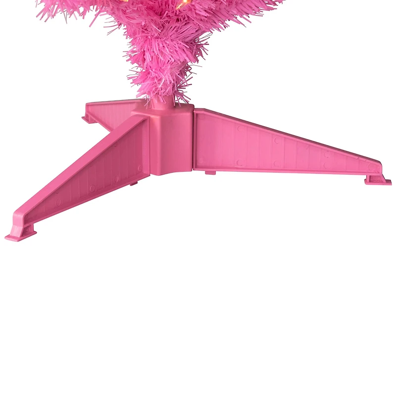 4ft. Pre-Lit Medium Pink Pine Artificial Christmas Tree, Clear Lights