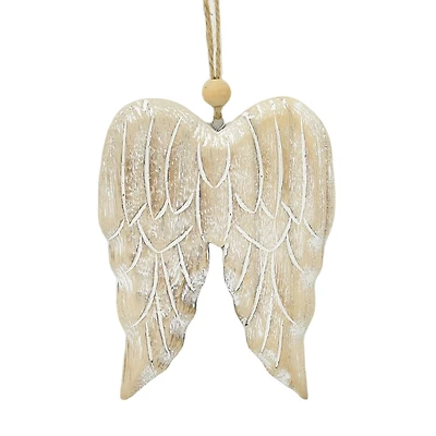 4.75" Brown & White Angel Wings Wood Ornament by Ashland®
