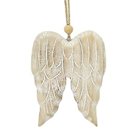 4.75" Brown & White Angel Wings Wood Ornament by Ashland®