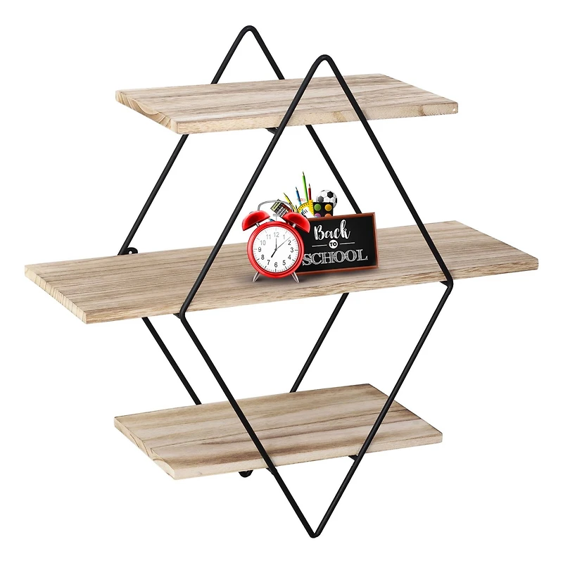 Haitral Rustic 3-Tier Brown Floating Shelf