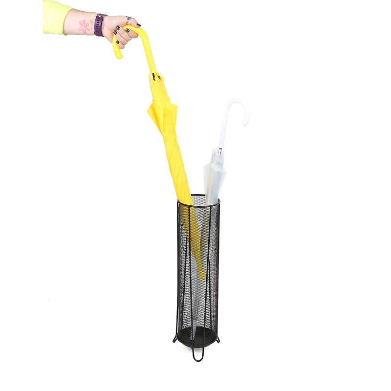 Mind Reader Black Round Metal Mesh Umbrella Stand