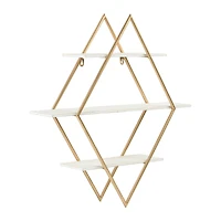 Hello Honey® Wood & Gold Diamond Wall Shelf