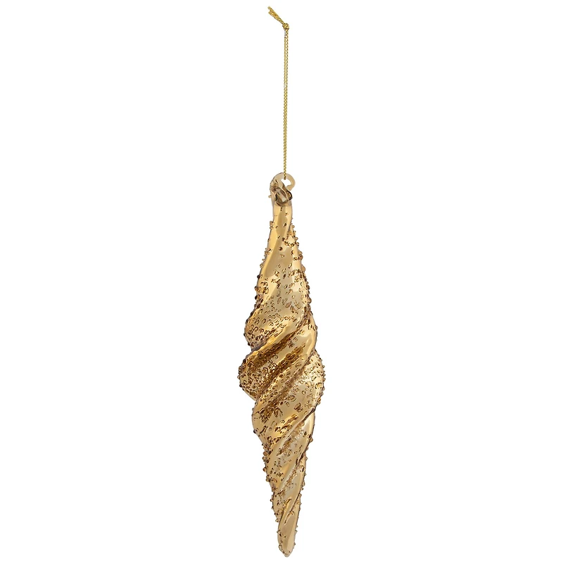 8.5" Shiny Gold Textured Finial Christmas Ornament