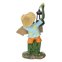 18" Country Frog with Lantern Outdoor Garden Statue