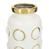 White Stoneware Contemporary Vase, 16" x 6" x 7"