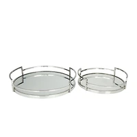 The Novogratz Silver Contemporary Tray, Set of 2" 19", 14"