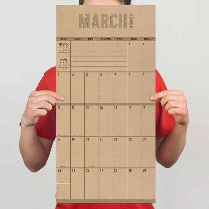 TF Publishing 2024 Big Grid - Kraft Wall Calendar