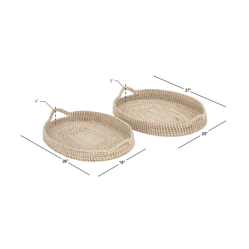 Brown Sea Grass Boho Style Tray Set