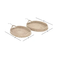 Brown Sea Grass Boho Style Tray Set