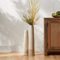 19.5" White Stoneware Floor Vase