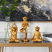 Gold Eclectic Monkey Sculpture Set