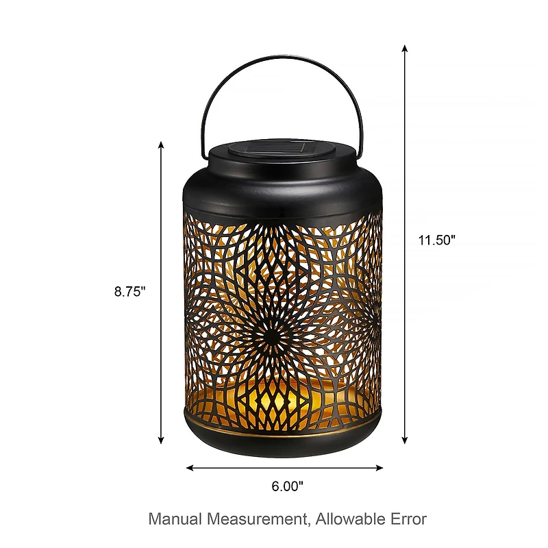 Glitzhome® 8.75" Metal Cutout Solar Powered Hanging Lantern Set