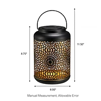 Glitzhome® 8.75" Metal Cutout Solar Powered Hanging Lantern Set