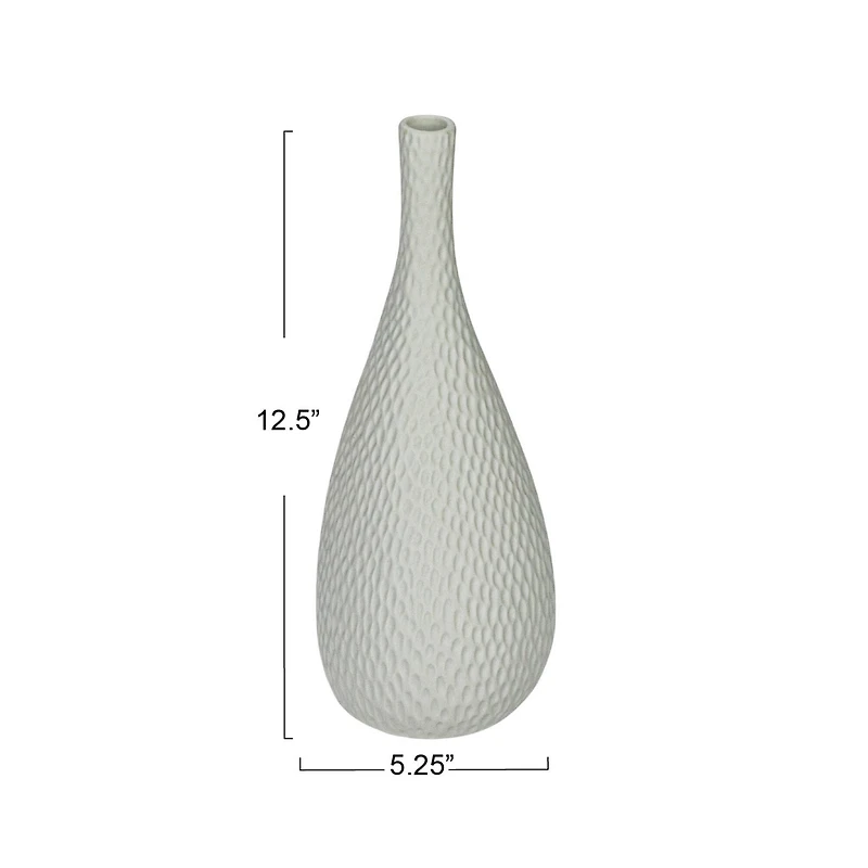 Hello Honey® 12.5" White Debossed Stoneware Bisque Table Lamp with Inline Switch