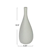 Hello Honey® 12.5" White Debossed Stoneware Bisque Table Lamp with Inline Switch