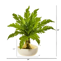 16" Fern in Designer Vase