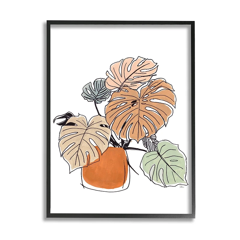 Stupell Industries Playful Monstera Leaves Tropical House Plant in Frame Wall Art