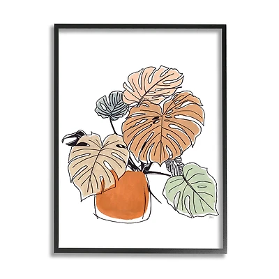 Stupell Industries Playful Monstera Leaves Tropical House Plant in Frame Wall Art