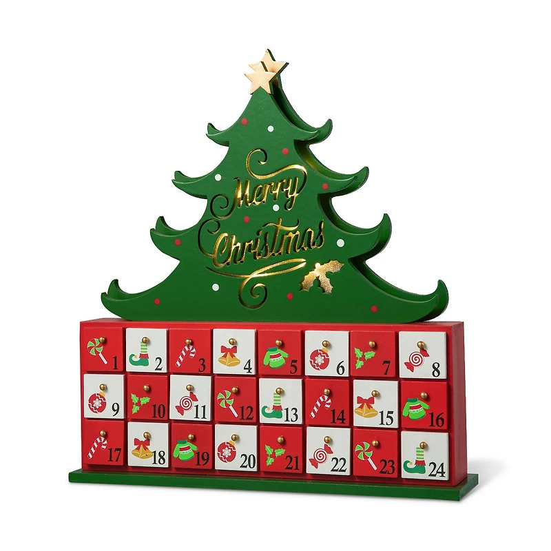 Glitzhome® 15.25" Lighted Christmas Tree Advent Calendar Décor